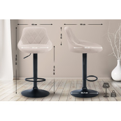 Tabouret de bar Lazio, tissu, noir et crème