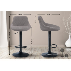 Tabouret de bar Lazio, tissu, noir/gris