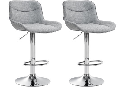 Lot de 2 tabourets de bar Vonore, tissu, gris chromé