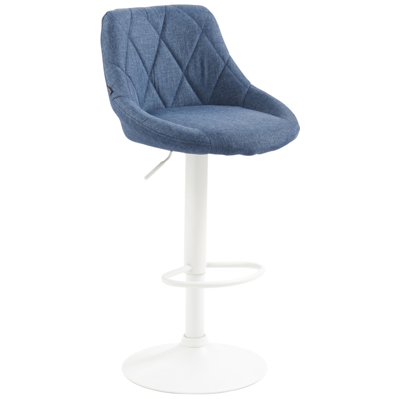 Tabouret de bar Lazio, tissu blanc bleu