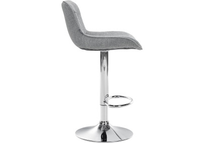 Lot de 2 tabourets de bar Vonore, tissu, gris chromé