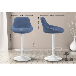 Tabouret de bar Lazio, tissu blanc bleu