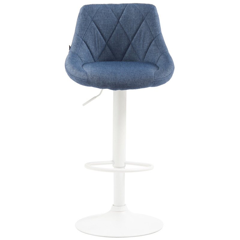 Taburete de bar Lazio, tapizado, blanco/azul