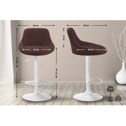 Tabouret de bar Lazio, tissu blanc brun