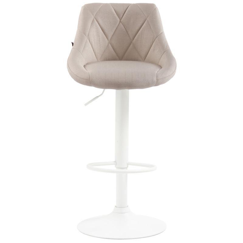 Tabouret de bar Lazio, tissu blanc crème