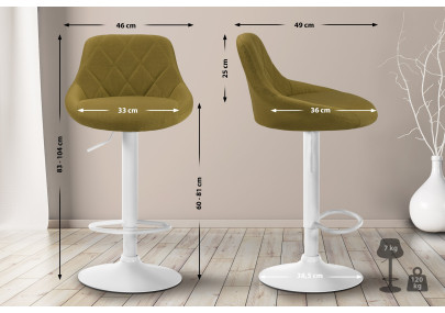 Tabouret de bar Lazio, tissu, blanc/vert