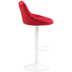 Tabouret de bar Lazio, tissu, blanc/rouge
