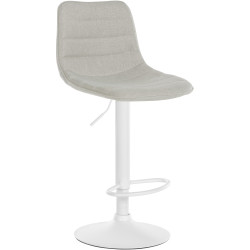 Tabouret de bar Lex, tissu blanc crème