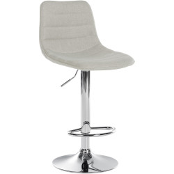 Tabouret de bar Lex, tissu, chrome crème