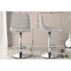 Tabouret de bar Lex, tissu, chrome crème