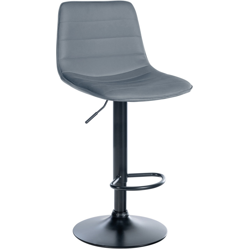 Tabouret de bar Lex, similicuir, noir gris
