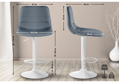 Taburete de bar Lex, imitación de cuero, blanco/gris