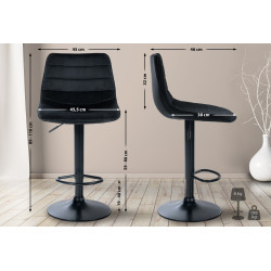 Tabouret de bar Lex en velours noir noir