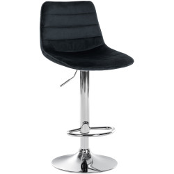 Tabouret de bar Lex, velours, chrome noir