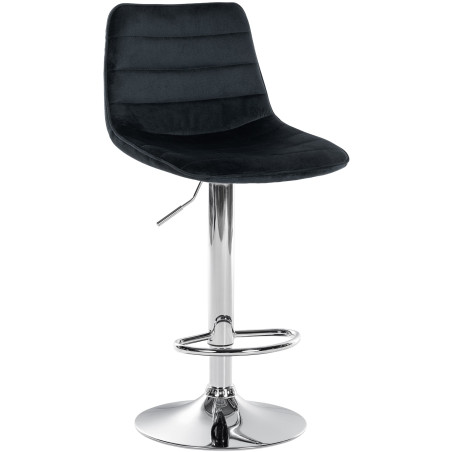 Tabouret de bar Lex, velours, chrome noir