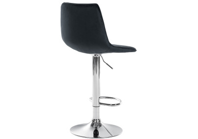 Tabouret de bar Lex, velours, chrome, noir
