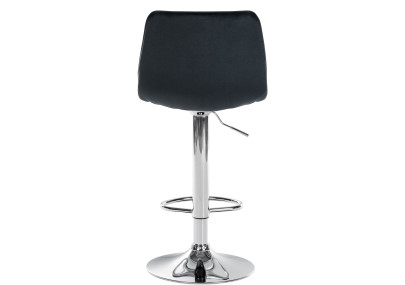 Tabouret de bar Lex, velours, chrome, noir