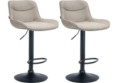 Lot de 2 tabourets de bar Vonore, tissu, noir/taupe