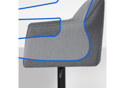 Tabouret de bar Damaso B, feutre gris