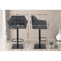 Banqueta de bar Damaso B, feltro cinza