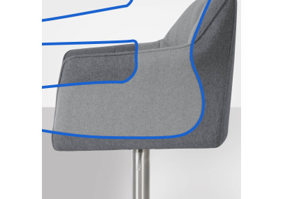 Tabouret de bar Damaso E, feutre gris