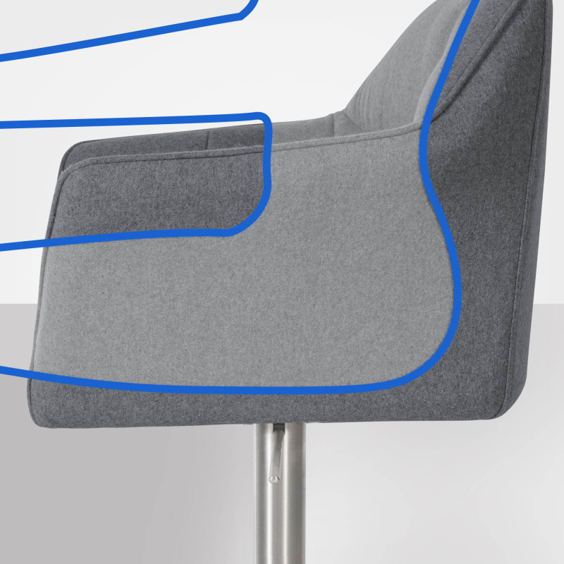 Tabouret de bar en feutre Damaso E gris