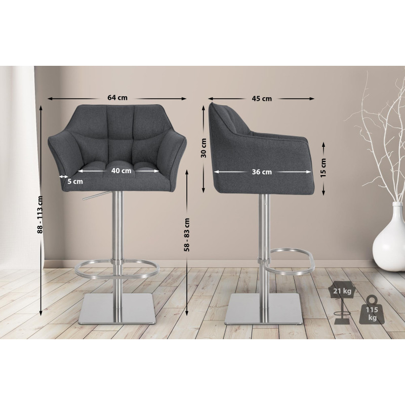 Tabouret de bar en feutre Damaso E gris