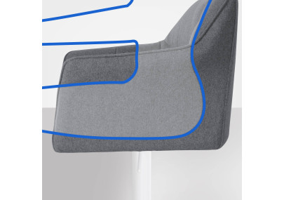 Taburete de bar Damaso W de fieltro, gris