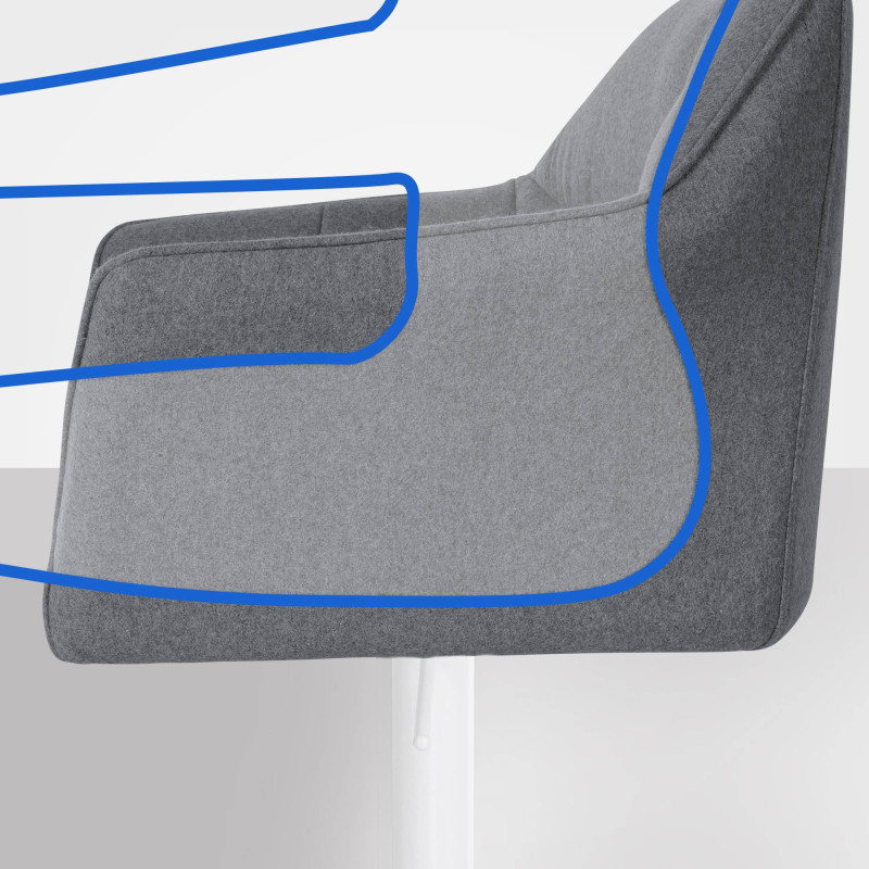 Tabouret de bar Damaso W en feutre gris