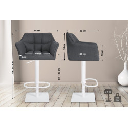 Tabouret de bar Damaso W en feutre gris