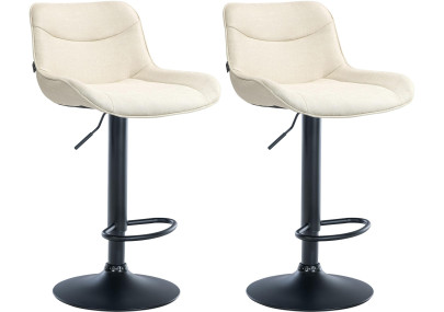Ensemble de 2 tabourets de bar Vonore, en tissu, noir et crème