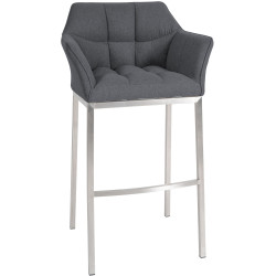 Tabouret de bar Damaso E en feutre avec piètement à 4 pieds gris