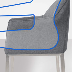 Tabouret de bar Damaso E en feutre avec piètement à 4 pieds gris