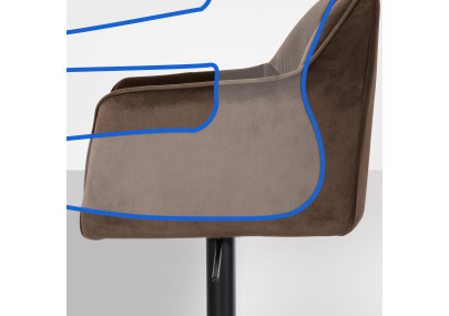 Tabouret de bar Damaso B, velours, marron