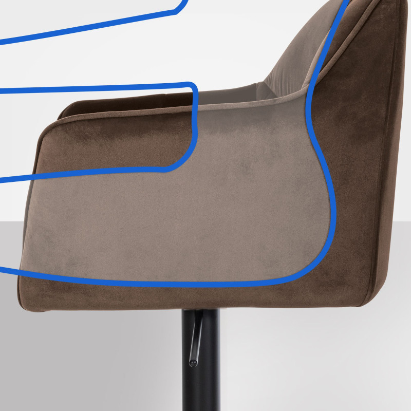 Tabouret de bar Damaso B, velours, marron