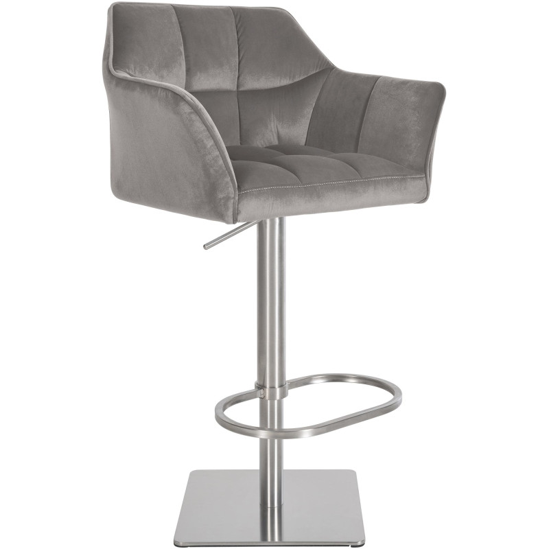 Tabouret de bar Damaso E, velours gris