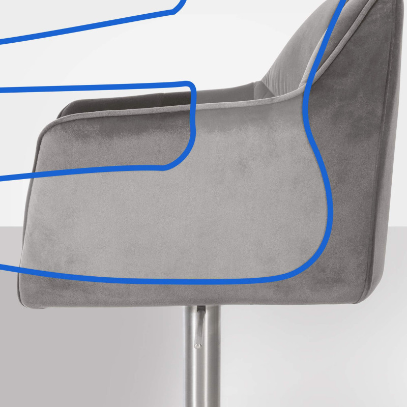 Tabouret de bar en velours Damaso E gris