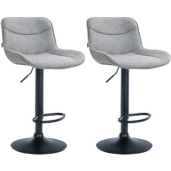 Lot de 2 tabourets de bar Vonore, tissu, noir gris