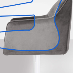 Tabouret de bar Damaso W en velours gris