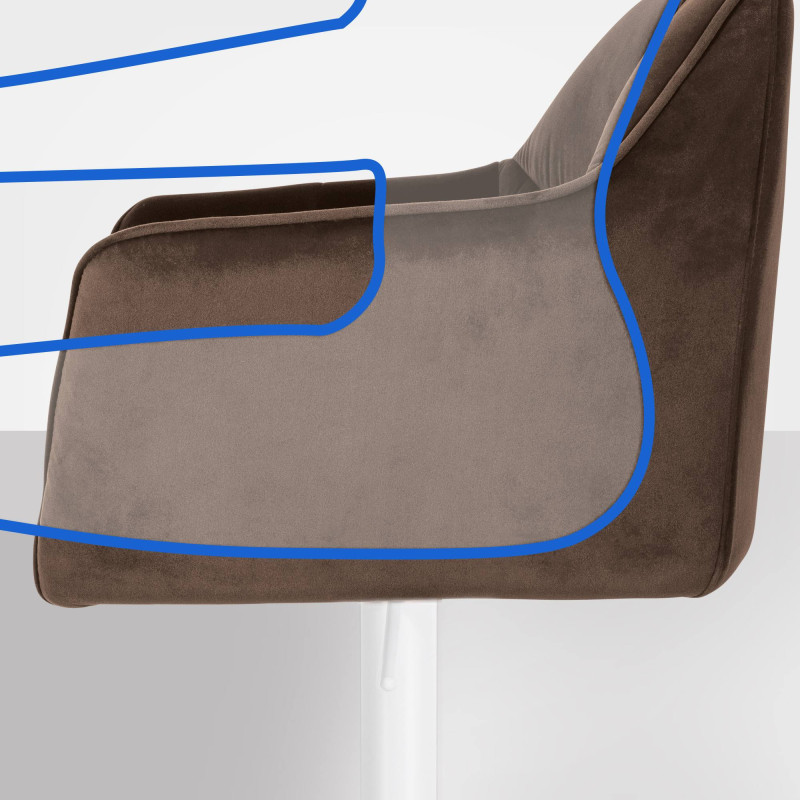 Tabouret de bar Damaso W en velours brun