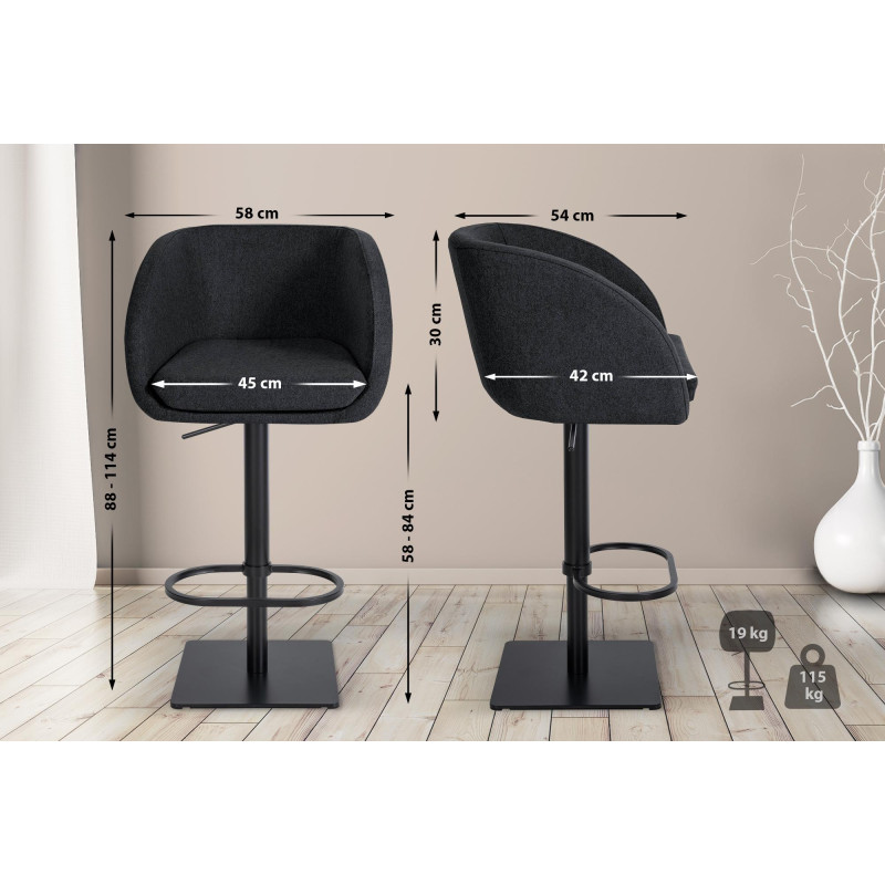 Tabouret de bar en feutre Gambo B anthracite
