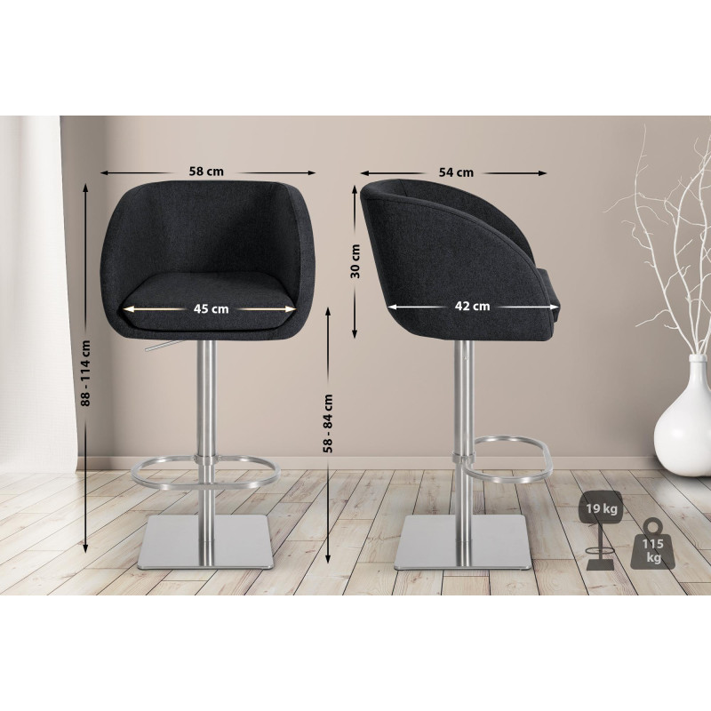 Tabouret de bar en feutre Gambo E anthracite