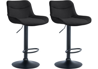Lot de 2 tabourets de bar Vonore, tissu, noir