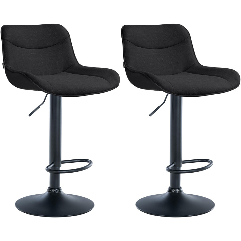 Lot de 2 tabourets de bar Vonore, tissu, noir