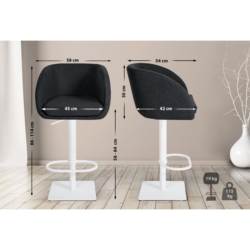 Tabouret de bar Gambo W en feutre anthracite