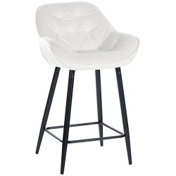 Tabouret de bar Gibson 76 en velours blanc crémeux