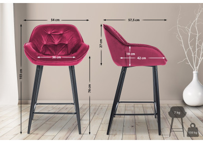 Tabouret de bar Gibson 76 en velours violet