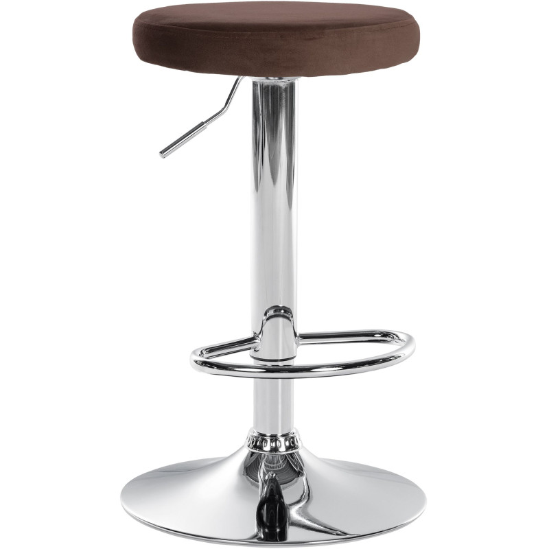 Tabouret de bar en velours Ponte, chromé brun