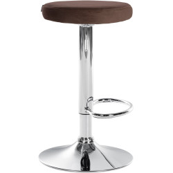 Tabouret de bar en velours Ponte, chromé brun
