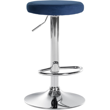 Tabouret de bar en velours Ponte, chromé bleu
